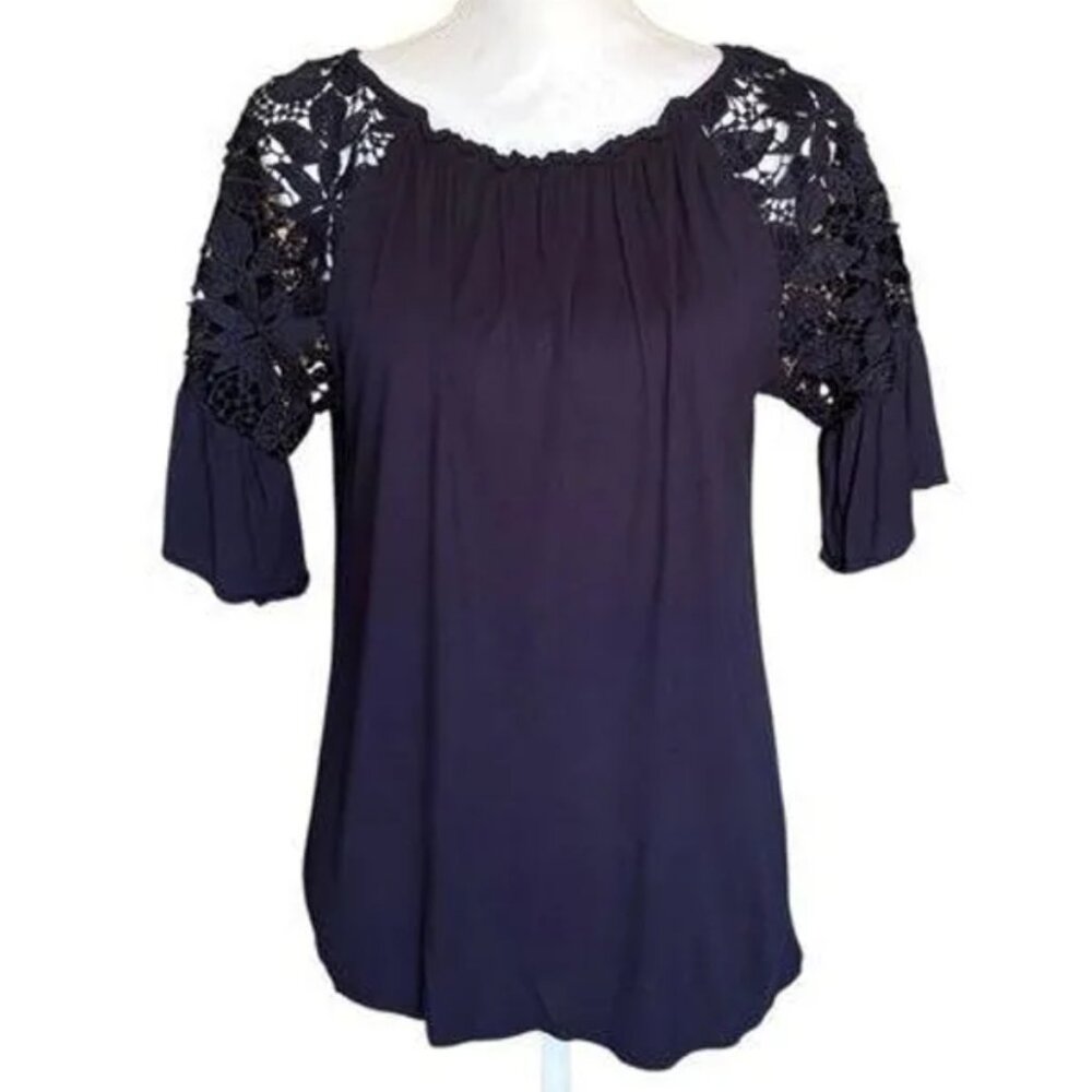 Loft lace ruffle sleeve top size M
